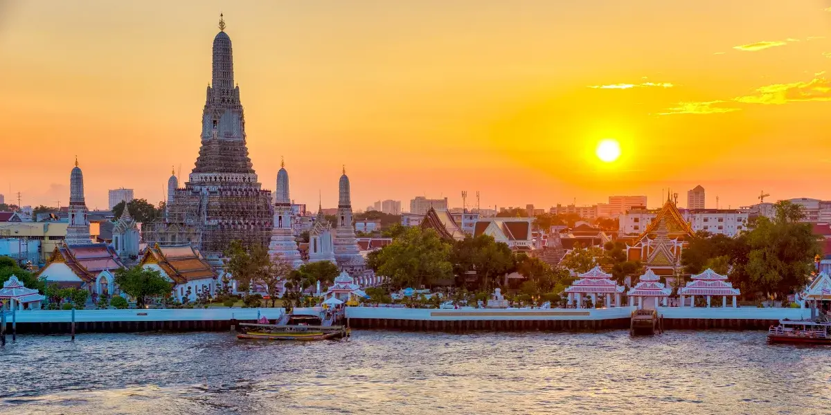 Buddhist Temple View of Bangkok, Thailand