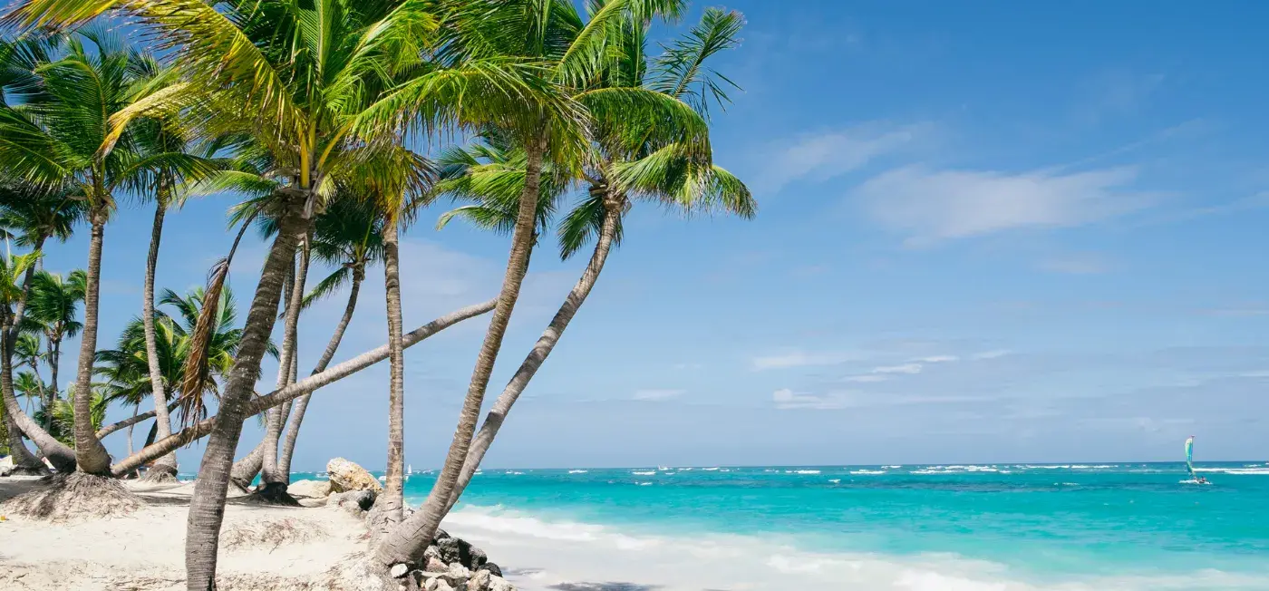 white sand beach view of Punta Cana, Dominican Republic
