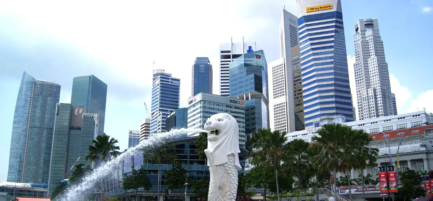 Iconic Merlion view of Singapore