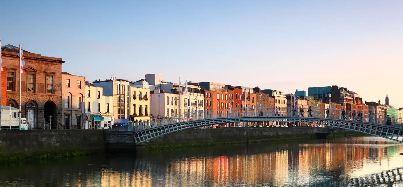 Ha'penny Bridge view of Dublin