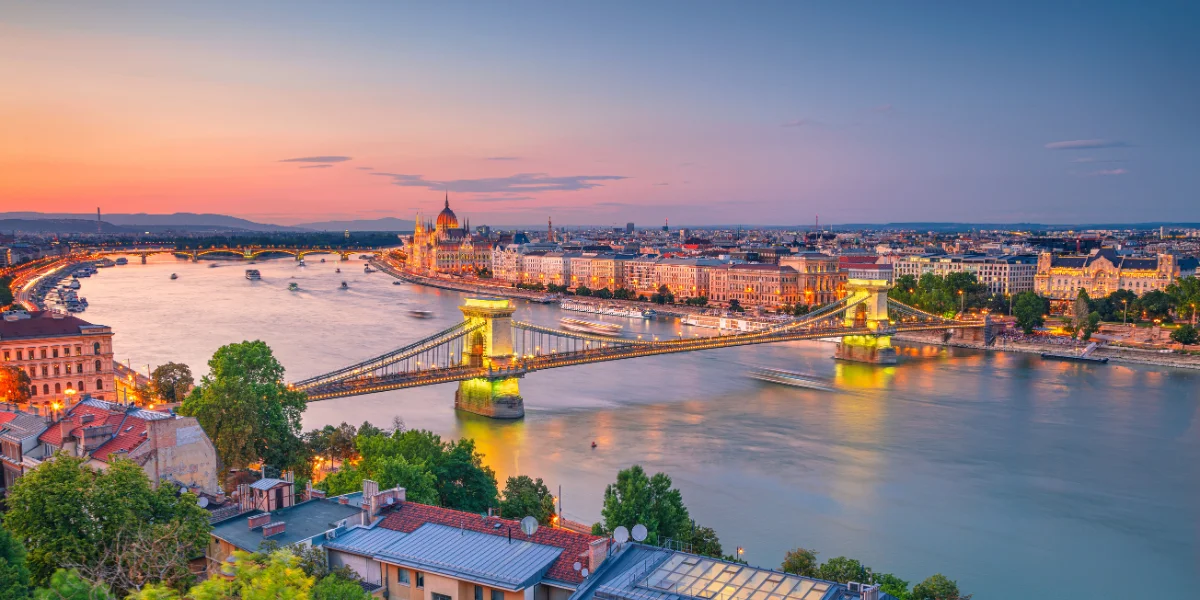 Danube River View of Paris, France