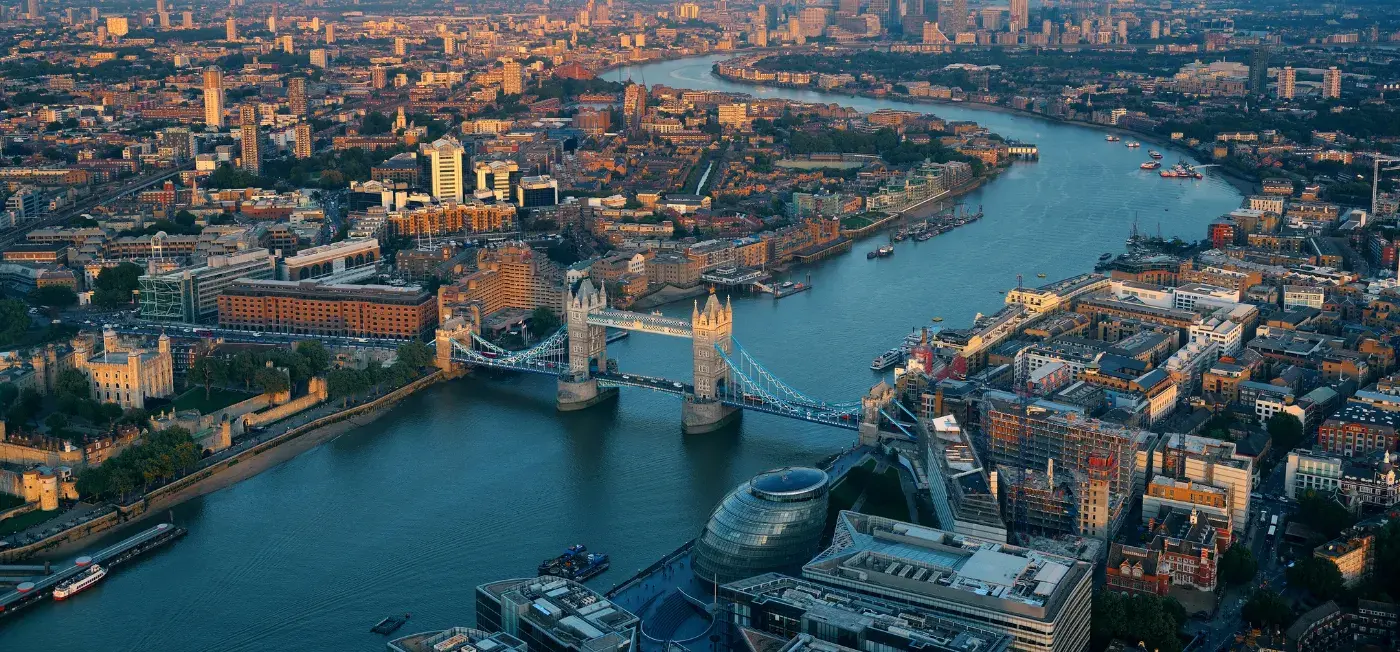 aerial view of London, United Kingdom