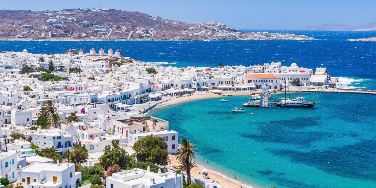 Mykonos Island View of Athens, Greece