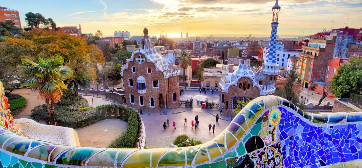 Park Guell view of Barcelona, Spain