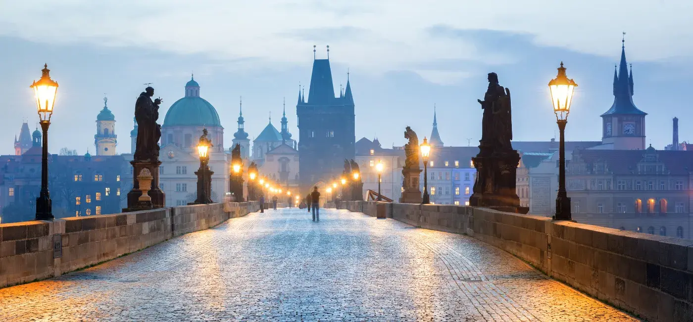 historic stone arch bridge View of Berlin, Prague, Budapest