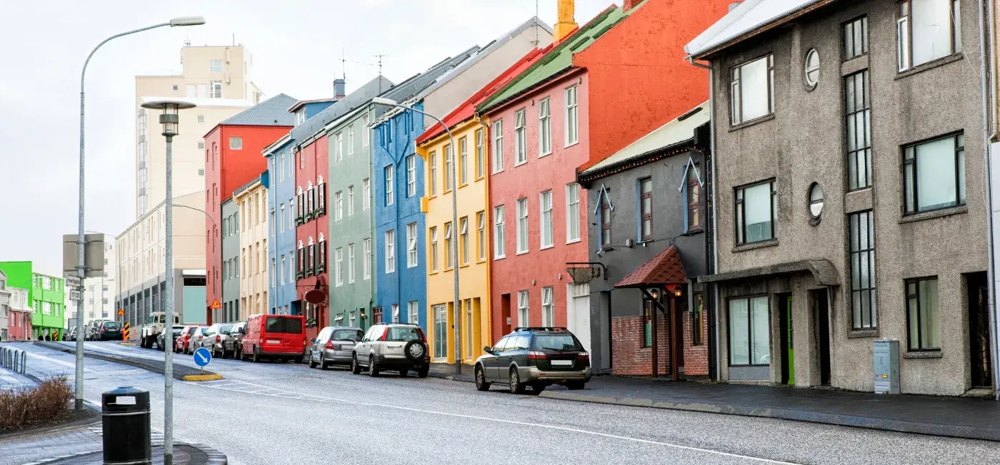 Colorful Buildings View of Reykjavík, Iceland