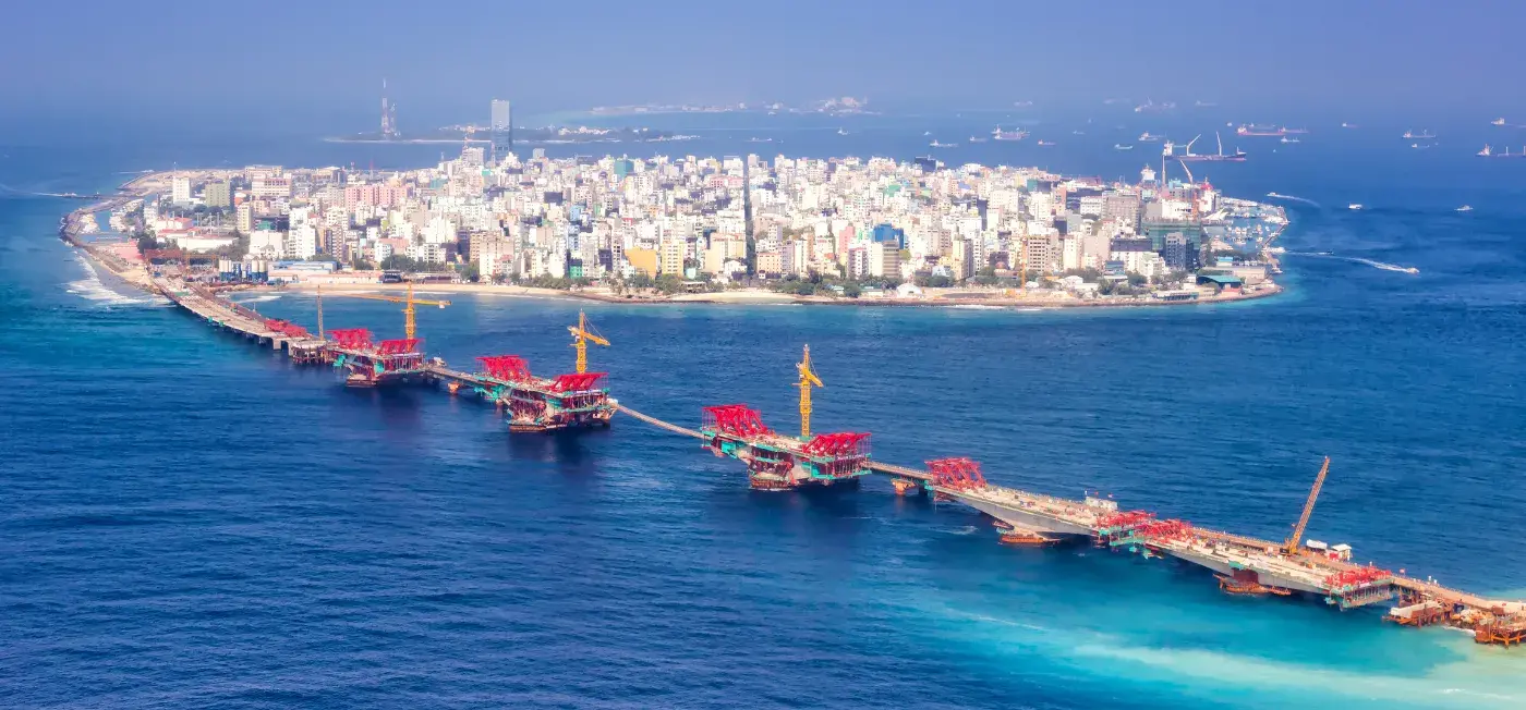 Sinamale Bridge View of North Male, Maldives
