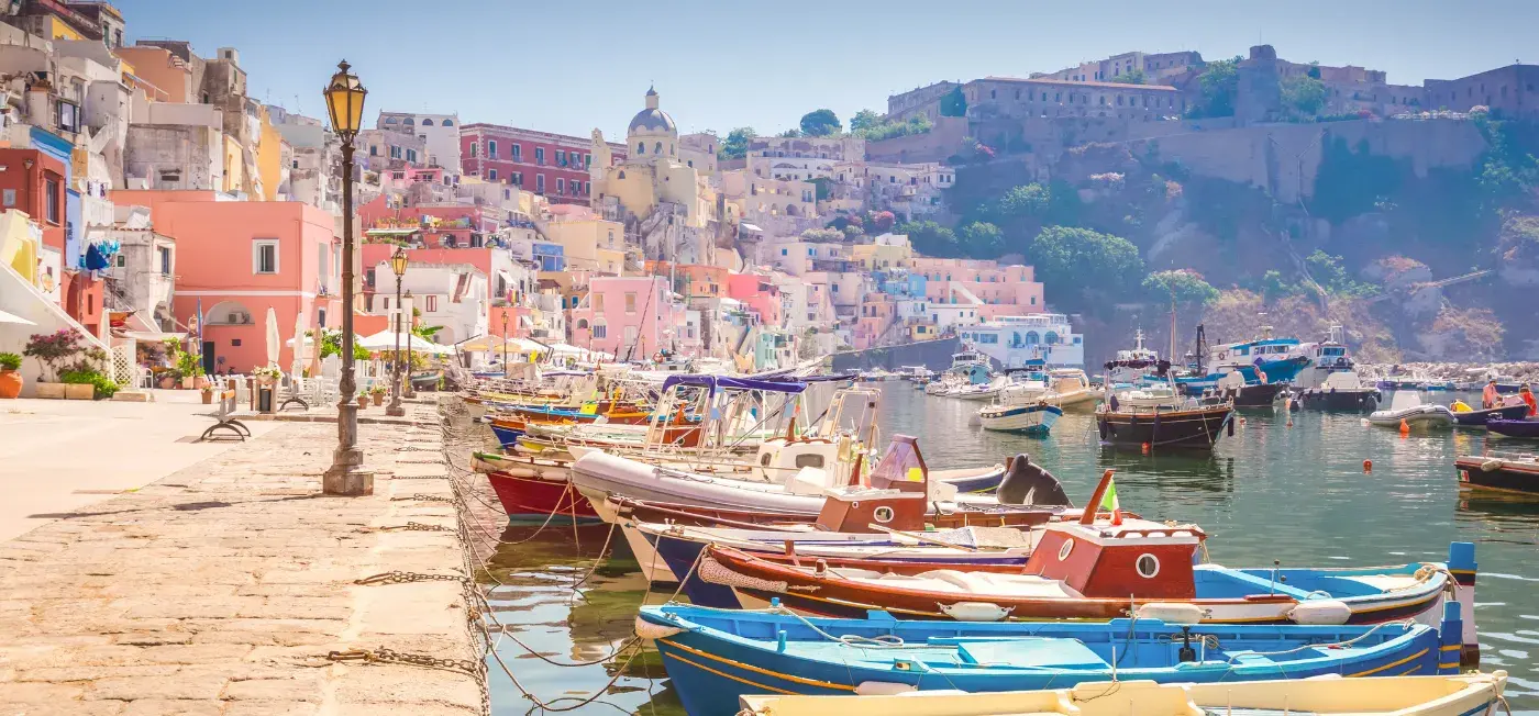 colorful Marina Corricella view of Ichia, Italy