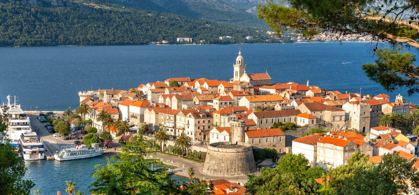 Korcula view of Orebic, Croatia