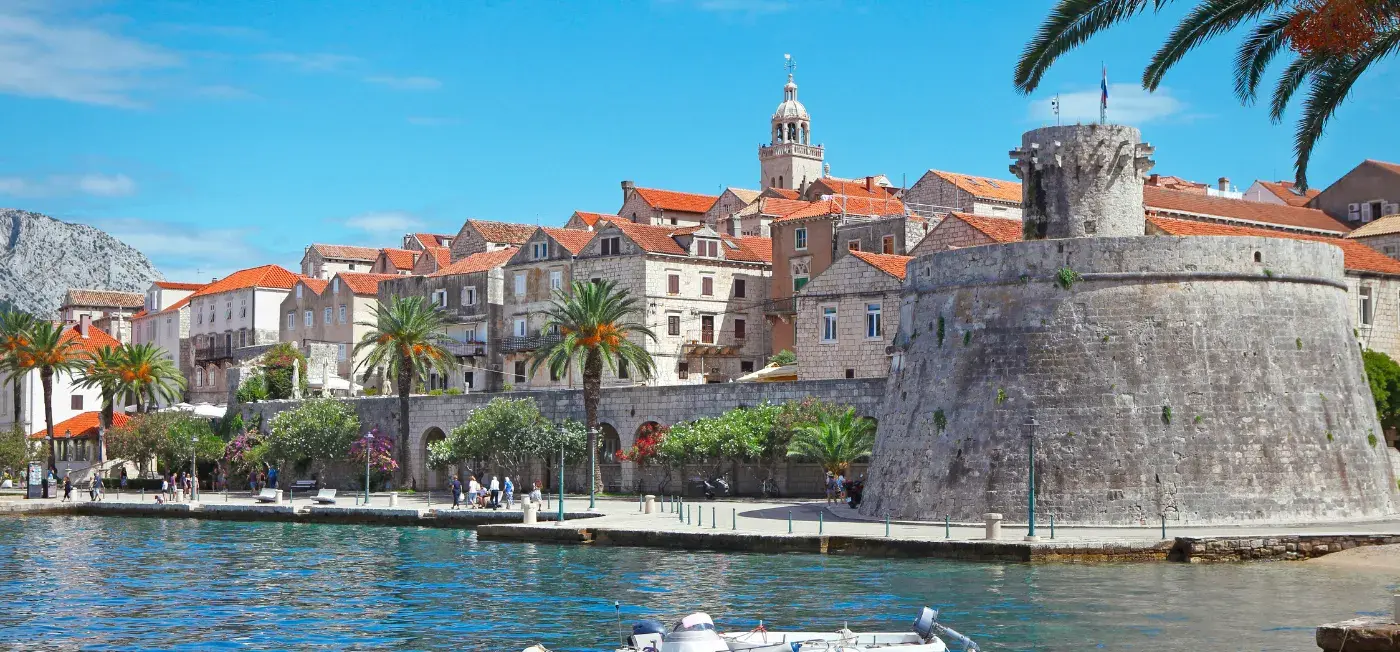Historic Fortified Town view of Orebic, Croatia