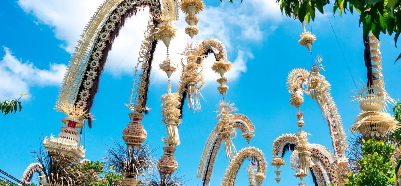 Penjor view of Ubud, Lombok, Bali