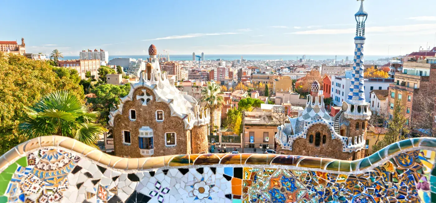 Park Güell view of Madrid, Spain