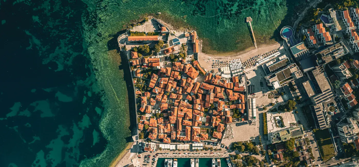 the Old Town view of Budva, Montenegro