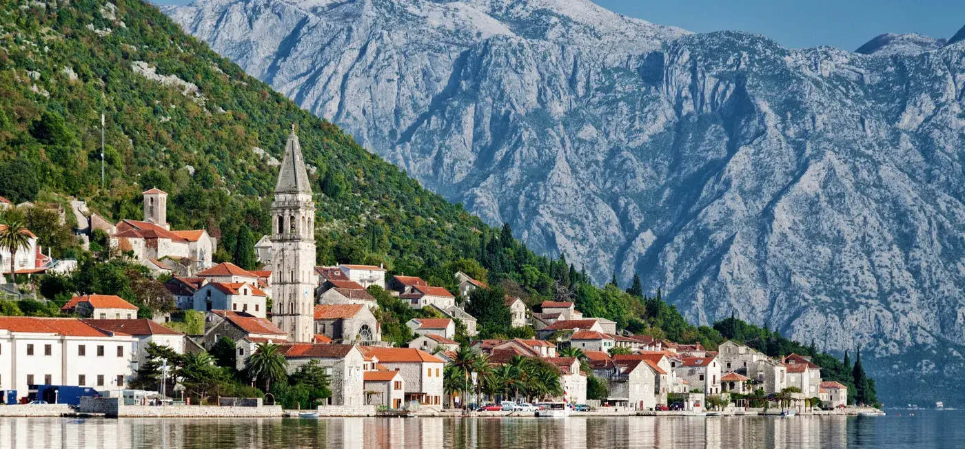 Bay of Kotor view of Budva, Montenegro