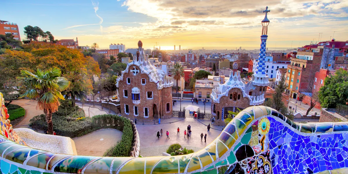 Park Guell Park View of Barcelona, Spain